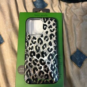 Kate Spade Leopard Pattern Phone Case - Black and Cream iPhone 14 Pro Max